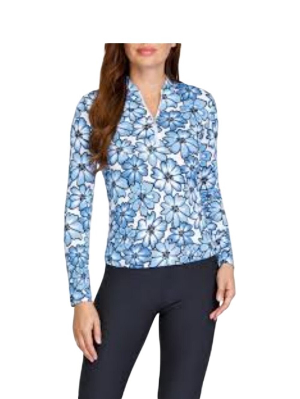 Tail Kalinda Polo Flourishing Cosmos Golf Zip-Front Long Sleeve Top NWOT Size XL